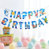 Shark Marine Theme Happy Birthday Banner - Boy'S Birthday Party Banner Decoration - Blue (Shark Marine)