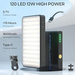 Portable Selfie Light Rechargeable - 120 Led Cell Phone Light Up To 15 Hours With 3 Light Modes 10 Brightness, Lighting For Video Vlog, Camera, Tablet, Laptop, Ipad, Iphone - Black