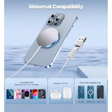 Magnetic Wireless Charger 15W Fast Charging Mag-Safe Charger For Iphone 15/14/13/12 Pro/Max/Plus/Mini And Airpods 3/2/Pro 2/Pro Portable Magnet Charger Pad With Dual Charging Ports