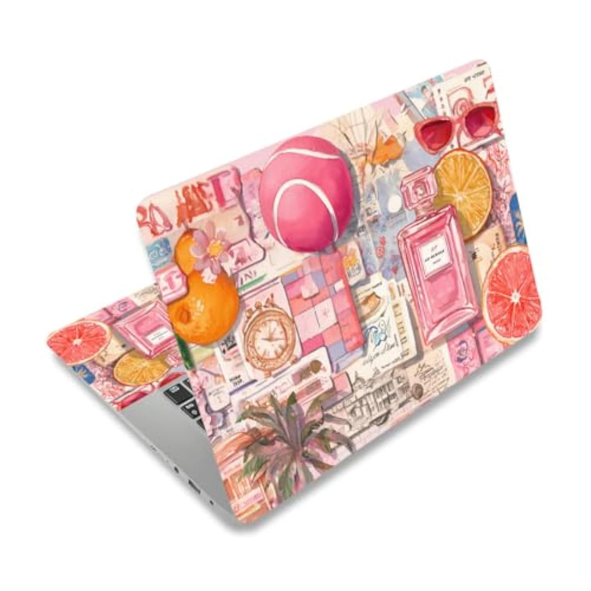 Pink Collage Pattern Laptop Skin Stickers Cutable Universal Size Fits 12" 13" 13.3" 14" 15 Inch Laptop Summer Style Removable Waterproof Notebook Art Decals Pc Protector Cover Sticker