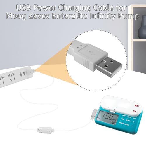 Sigely USB Power Supply Cord Compatible with Moog Zevex Enteralite Infinity Pump Power Charging Cable (White)