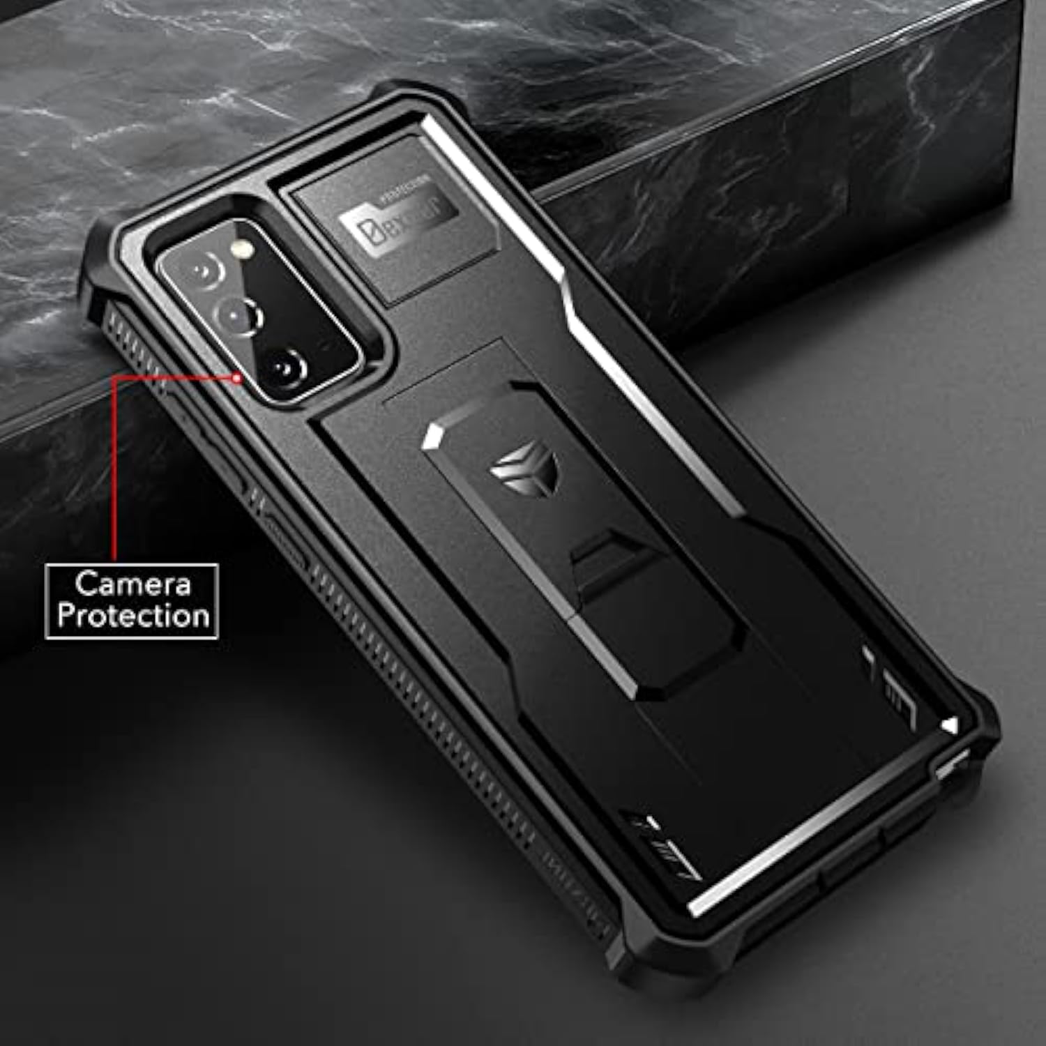 For Samsung Galaxy Note 20 5G Case, [Built In Screen Protector And Kickstand] Heavy Duty Grade Protection Shockproof Protective Cover For Samsung Galaxy Note 20 Black