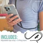 Phone Lanyard - Case Clinger - Universal Iphone Holder W/Detachable Crossbody Shoulder Neck Strap Gift For Women/Girls For Phone Cases Iphone, Galaxy, Pixel- Adjustable Black Rope Strap