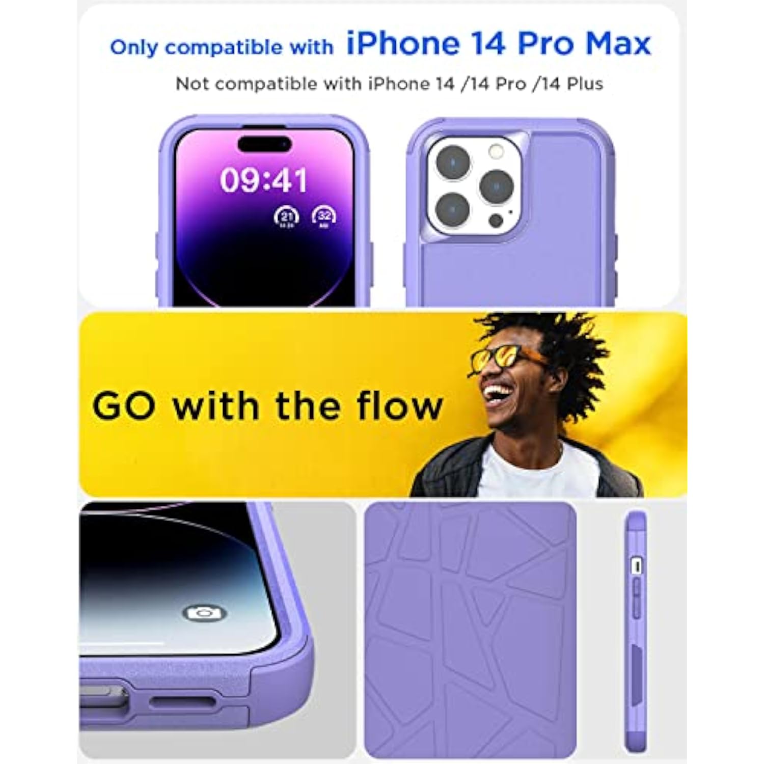 Iphone 14 Pro Max (6.7") Heavy Duty 3-Layer Military Grade Protection, Shockproof/Dropproof/Dustproof, Rugged Pocket-Friendly Cover