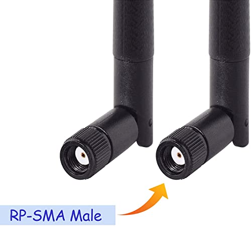 Dual Band Wifi 2.4Ghz 5Ghz 5.8Ghz 3Dbi Mimo Rp-Sma Male Bluetooth Antenna (2-Pack) For Pc Computer Wifi Router Wireless Network Card Usb Adapter Security Ip Camera Video Surveillance Monitor