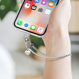 Phone Chain Wrist Strap Metal Phone Lanyard Wristlet Strap with 2xTPU Tether Tab for Women Shopping Traveling