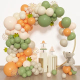 153PCS Green Orange Balloon Arch Kit with Sage White Sand Balloons for Baby Shower