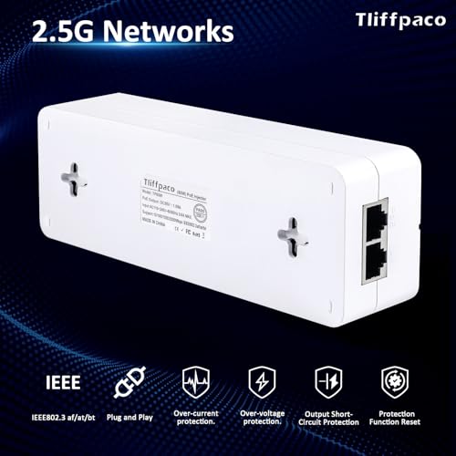 Poe Injector 2.5Gb 60W 55V, 802.3Af/At/Bt Compliant Poe++ Adapter, Plug & Play, Data & Power Over Ethernet, Up To 328Ft, For Ptz Ip Camera, Dual Band Ap, Video Phone, Audio System (60W)