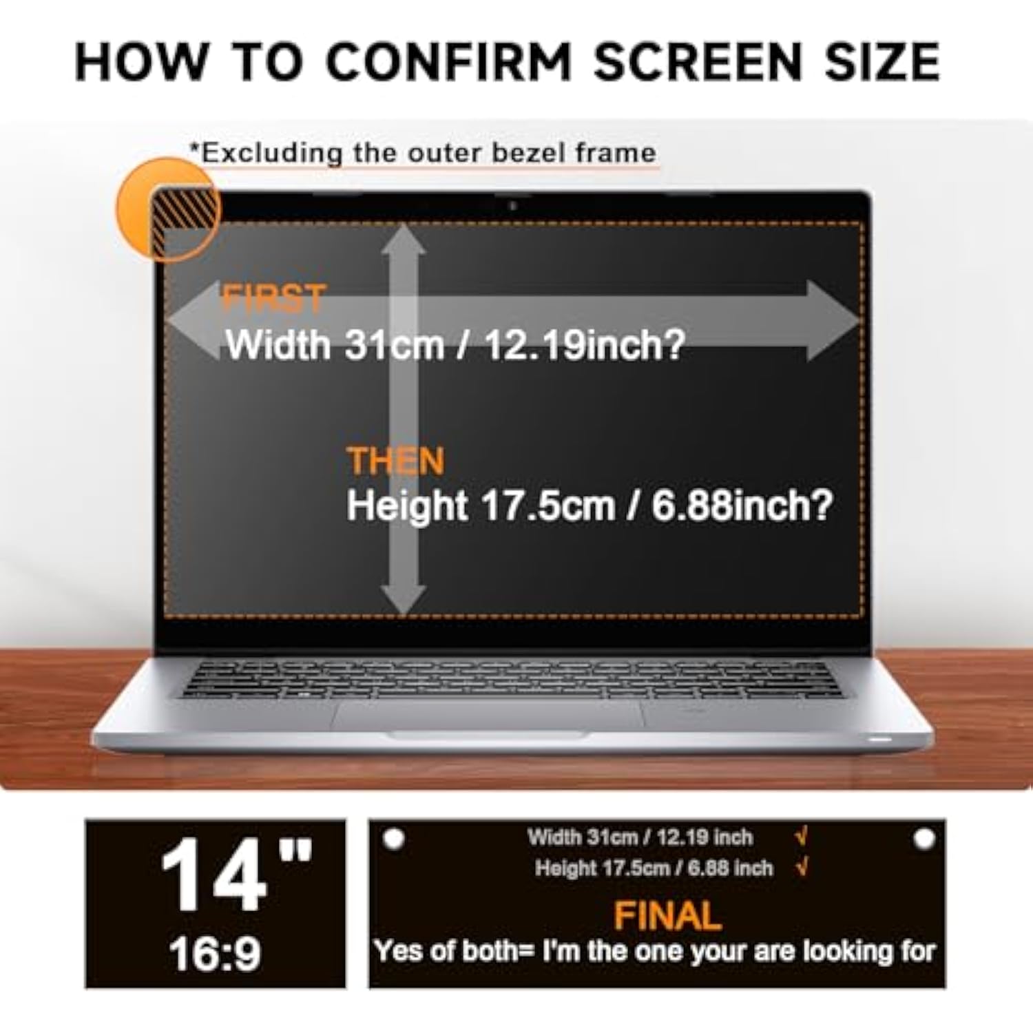 Laptop Privacy Screen 14 Inch Compatible with Lenovo/HP Envy/Dell/Acer/Asus/Thinkpad