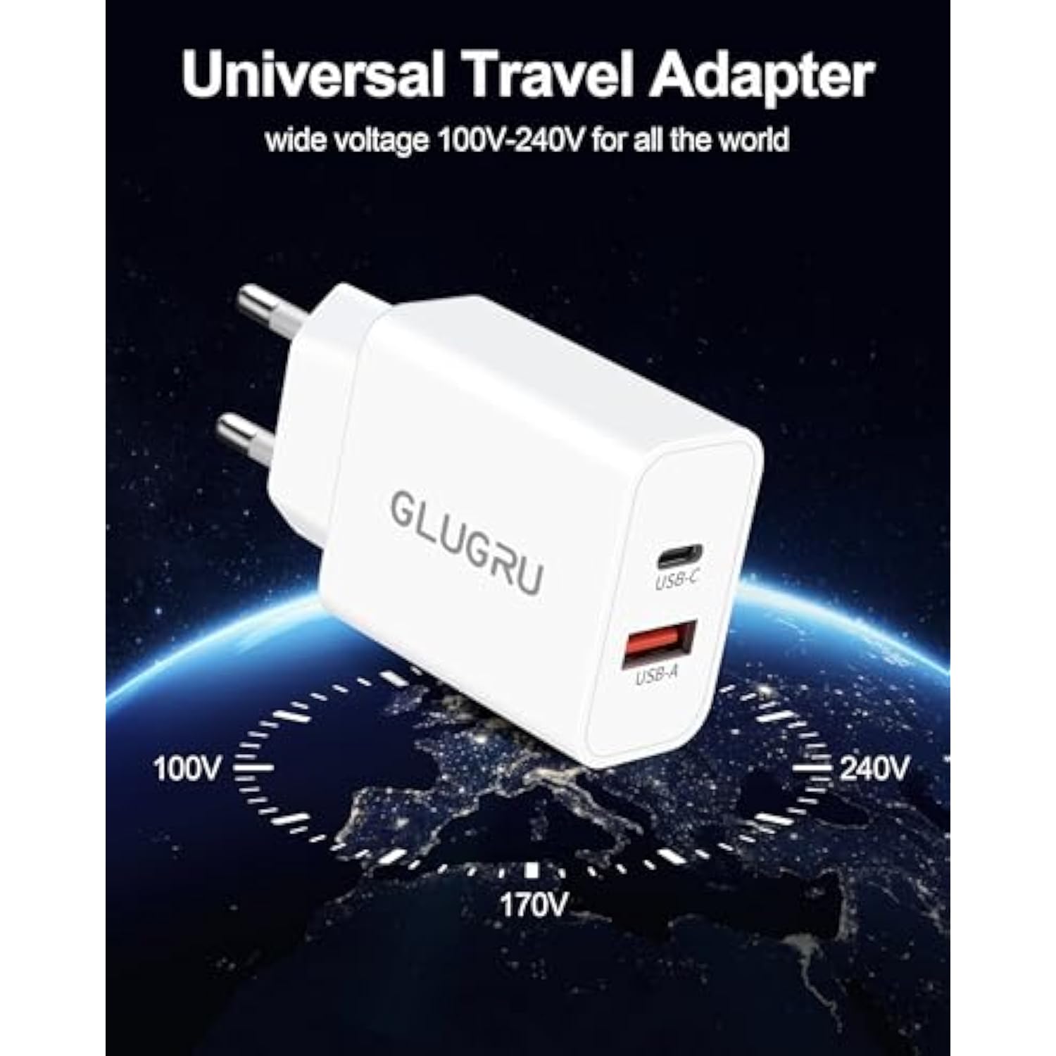 European Travel Plug Adapter, 2-Pack 20W Dual Port Usb C Wall Charger Type C Fast Charging Block International Power Adapter Us To Europe Eu For Iphone 16 15 14 13 12 11 Pro Max, Ipad, Samsung