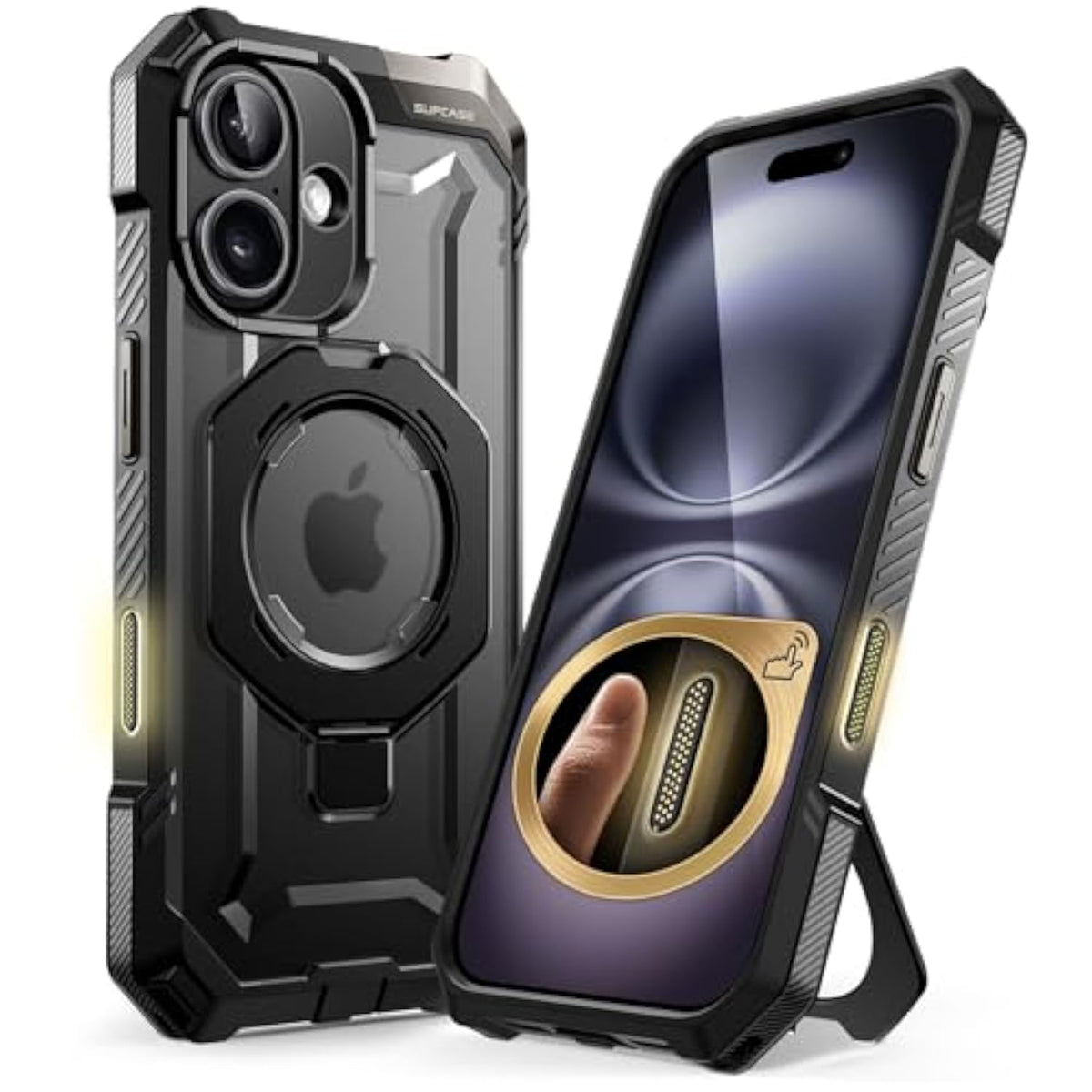 SUPCASE for iPhone 16 Plus Case with Camera Control Capture Button (Unicorn Beetle Grip), [Compatible with MagSafe] [Built-in Stand] Heavy Duty Magnetic Phone Case for iPhone 16 Plus 6.7", Black