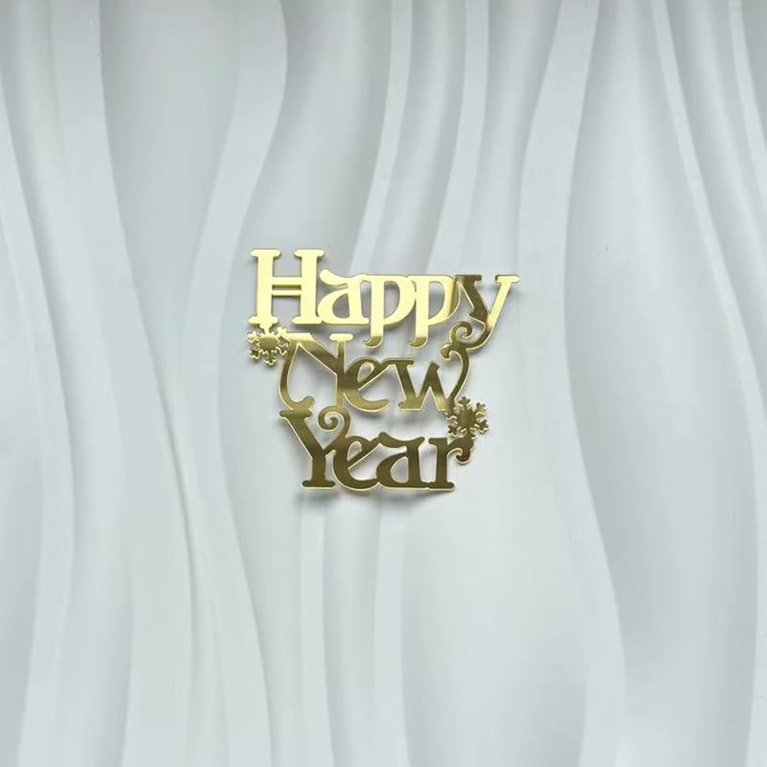 Golden Acrylic Happy New Year 2026 Cake Topper Party Decor