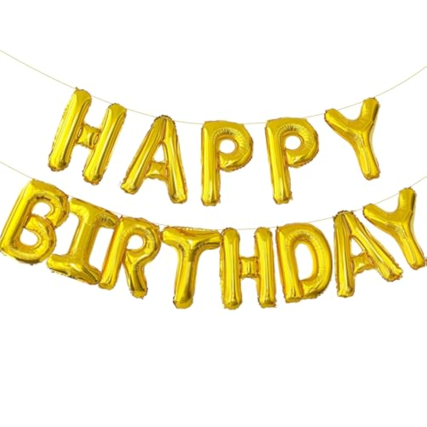 16in Gold Happy Birthday Foil Balloons Reusable Banner Party Decor