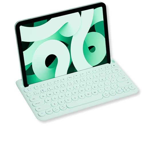 Bluetooth Keyboard For Tablet | Wireless Keyboard For Ipad Mini/Air/Mini, Iphone (Multi-Device, Built-In Stand, Rechargeable) Easy To Use And Cute Portable - Mint Green