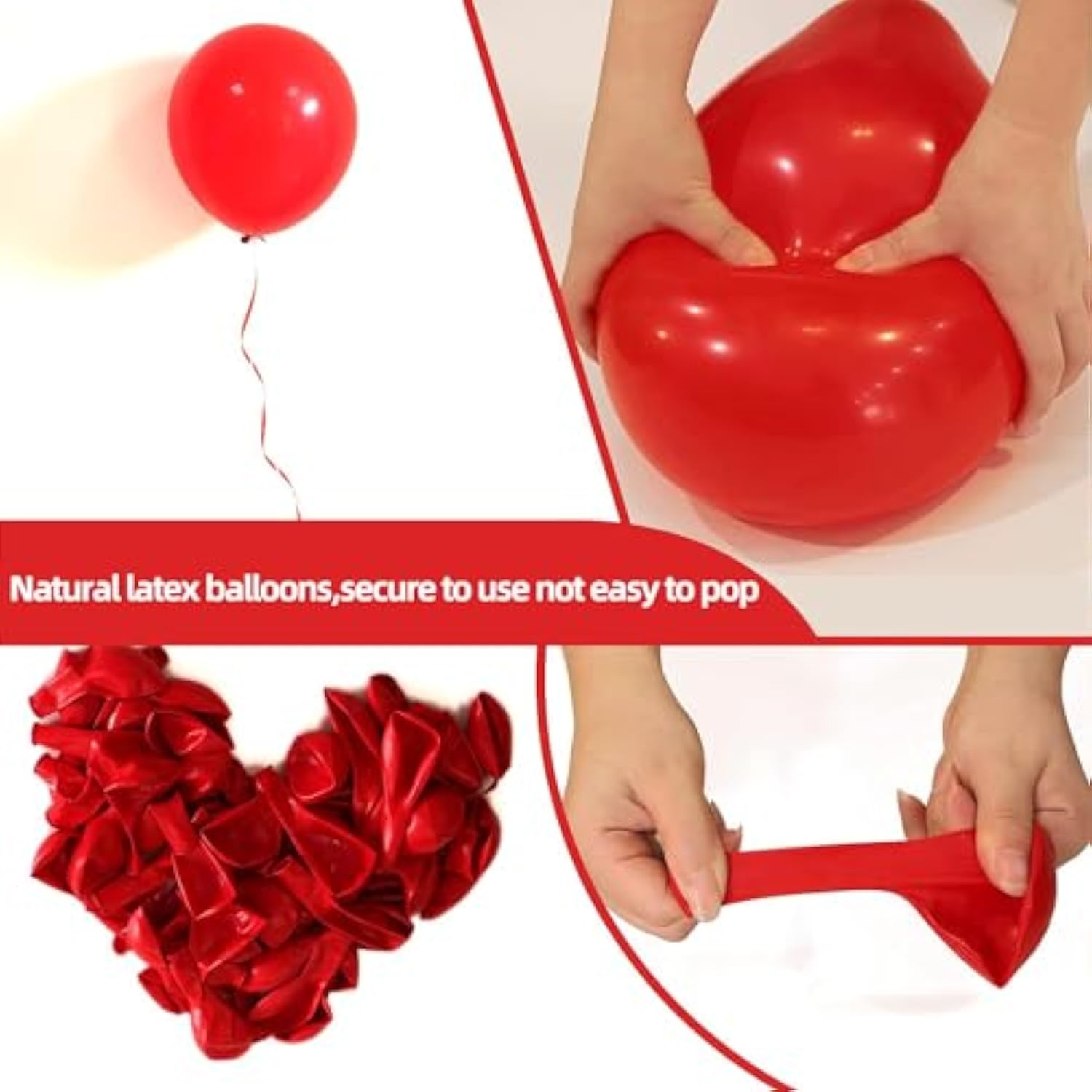 100 Pack Red Balloons 12 Inch, Red Latex Balloons For Valentines Day B