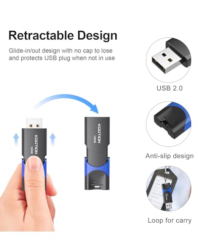 128Gb Flash Drive 3 Pack Usb Flash Drives Multicolor Usb Drive Retractable Thumb Drive Usb 2.0 Flash Drive Zip Drives High Speed Jump Drives With Led Indicator - 3Pack (Red, Green, Blue)