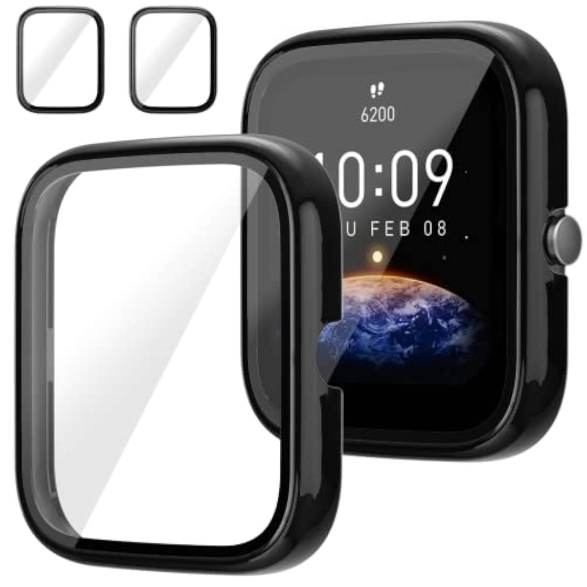 Screen Protector For Amazfit Bip 3/Pro, 2-Pack Hard Pc Bumper Full Face Cover Protective Case Accessories