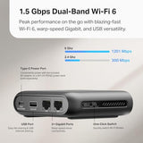 Roam 6 Ax1500 Portable Wi-Fi 6 Travel Router | Easy Public Wifi Sharing | Hotel/Rv/Travel Approved | Phone Wifi Tether | Usb C Powered | Multi-Mode | Tether App | Durable Design | Tl-Wr1502X
