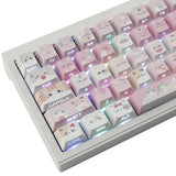Pbt Keycaps - Side Printed Keycap Set,136 Keys Shine Through Meow Meow Squad Custom Cat Keycaps, Cherry Profile Keyboard Keycaps For Cherry Mx Switches Mechanical Keyboards