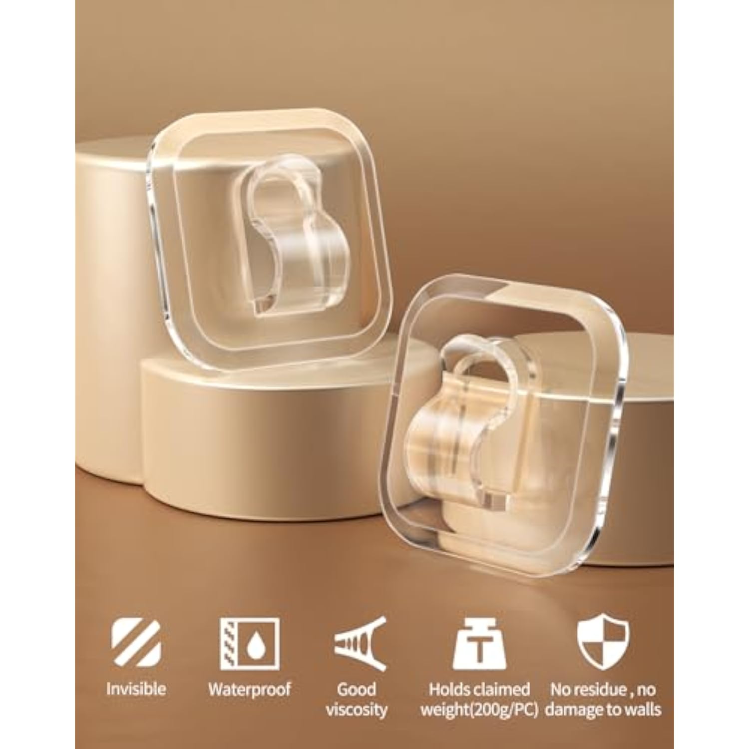 100 Mini Light Hooks With Adhesive Strips: Indoor Clear Small String Light Clips Damage Free - Plastic Wall Hook For Hanging - Fairy Tiny Light Cable Hangers Clip Christmas Decoration Decor