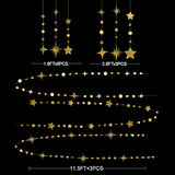 Gold Party Decorations Star Circle Dot Paper Garland Banner Bunting Streamer Metallic Hanging Twinkle Star Decoration For Christmas Birthday Baby Shower Wedding Festival Engagement Kids Room Decor