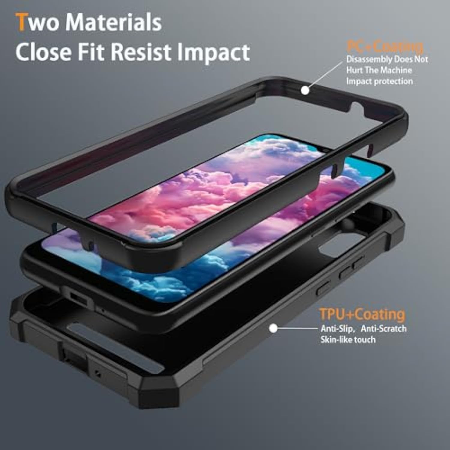 For Cloud Mobile Stratus C8 Phone Case With Tempered Glass Screen Protector,Slim Soft Silicone Full-Body Protective Cover (Cloud Mobile Stratus C8,Black)