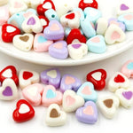 Acrylic Love Heart Beads, 100 Pcs Opaque Heart Shapes 14Mm Cute Pony Beads Plastic Spacers For Valentine'S Day Jewelry Making Diy Crafts Bracelet Necklace