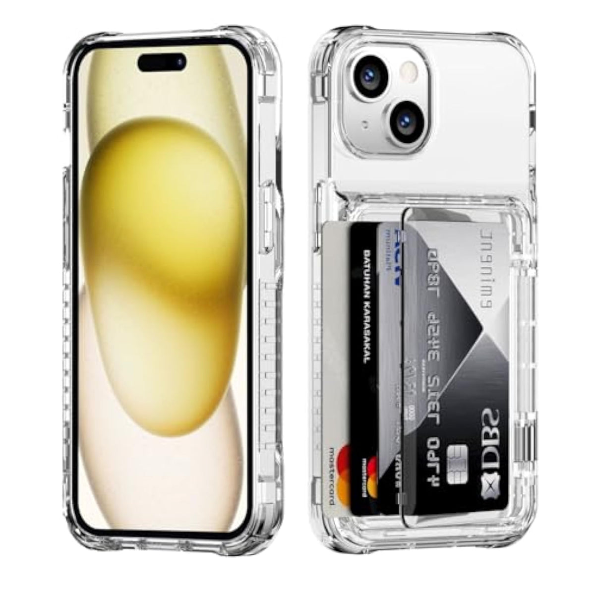 For Iphone 15 Case Wallet Clear Protective Phone Case With Credit Card Holder Heavy Duty Protection Shockproof Anti-Scratch Anti-Yellow Cover For Iphone 15 6.1 Inch Transparent