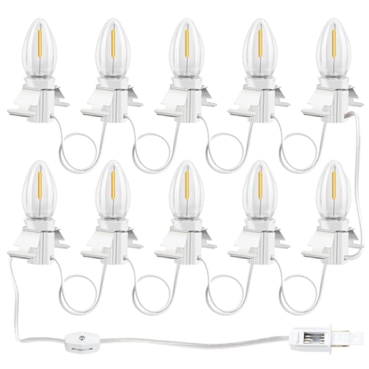 Christmas Village Lights With 10 Led Light Bulb, Snow Village Lights C7 With Clips For Christmas Halloween Cabin, For Ho