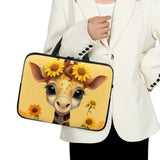 Giraffe 17 Inch Laptop Sleeve, Laptop Cover Computer Bag Tablet Carrying Case With Handle, Fashion Zipper Tote Bags Notebook Sleeves Handbag Messenger Briefcase Gifts For Women