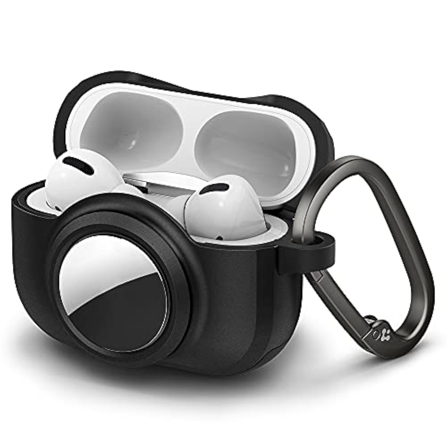 Spigen Tag Armor Duo Designed for Airpods Pro Case and AirTag Cover with Carabiner [Dual Layer Solid Protection] - Matte Black