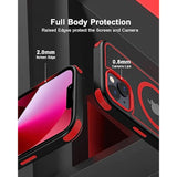For 14 Case/ 13 Case, Compatible With Magsafe, Crystal Clear Case W/Magnetic Ring, Multicolor Protective Shockproof Bumpers, Not Yellowing Slim Cover For Men Women (Black/Red)
