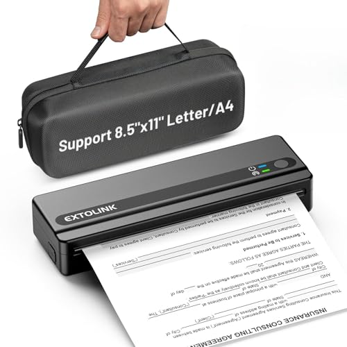 Portable Wireless Printer For Travel On-The-Go, Inkless Thermal Printer 2600Mah, Supports 8.5"X11" Letter & A4 Paper, Bluetooth For Iphone Android Laptop, Perfect For Truckers, Students, Remote Work