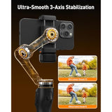hohem iSteady V3 Gimbal Stabilizer for iPhone, 3-Axis Phone Gimbal, Magnetic AI Tracker, Built-in Extendable Rod & Tripod, Detachable Remote Control, Stabilizer for Travel, Vlog, TikTok, Black