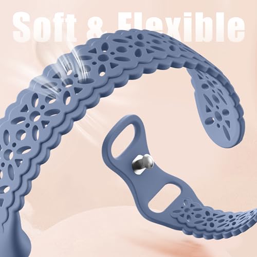 Floral Engraved Bands Compatible with Fitbit Charge 5 Band/Fitbit Charge 6 Band for Women, Charm Lace Silicone Soft Sport Watch Bands Bracelet Straps