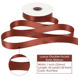 Satin Ribbon 1 Inch Wide Rust Red Ribbon For Fall Wedding 50 Yards Dou
