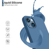 Compatible With 13 Case 6.1, Slim Liquid Silicone 3 Layers Full Covered Soft Gel Rubber Case Cover 6.1 Inch-Blue