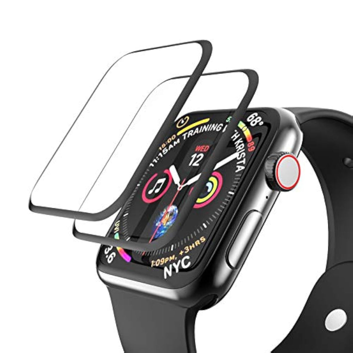 [2 Pack Tempered Glass Screen Protector For Watch 44Mm Se 3/Se 2/ Series 6//5/4, 3D Full Coverage [Easy Installation Frame] Waterproof Bubble-Free Hd Clear Film For Iwatch 44Mm