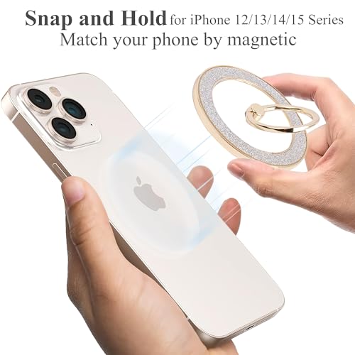 Magnetic Phone Holder For Magsafe Finger Phone Ring Stand Holder,Compatible With Iphone 15 Pro Max/Plus/14/13/12 Series/Other Smartphones(1-Gold)