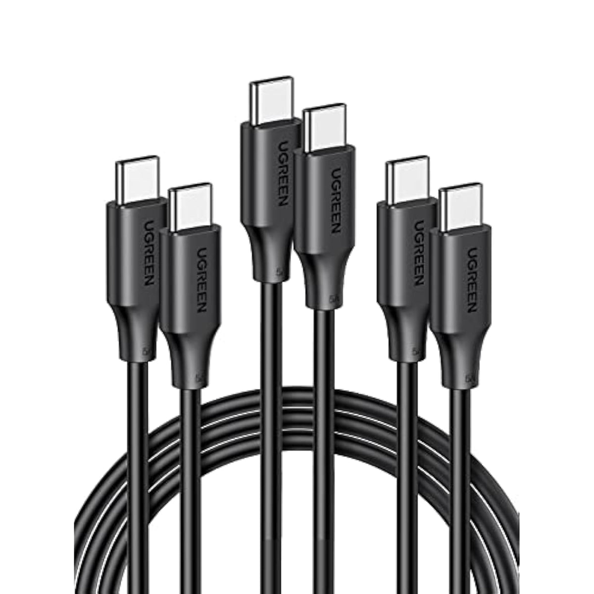 UGREEN 100W 3-Pack USB C Cable, Fast Charging USB-C Charger Cable Compatible with iPhone 17/17 Plus/17 Pro/17 Pro Max/16, MacBook Pro 2022, iPad Pro 2022, Galaxy S25/S24 Ultra, Pixel, 6.6FT