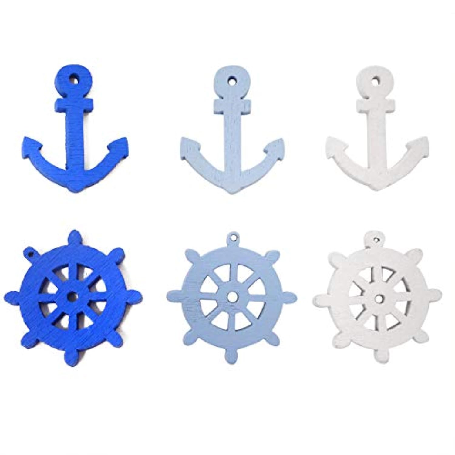 50Pcs 25Mm 1 Inch Anchor And Helm Wood Buttons Decorative Buttons