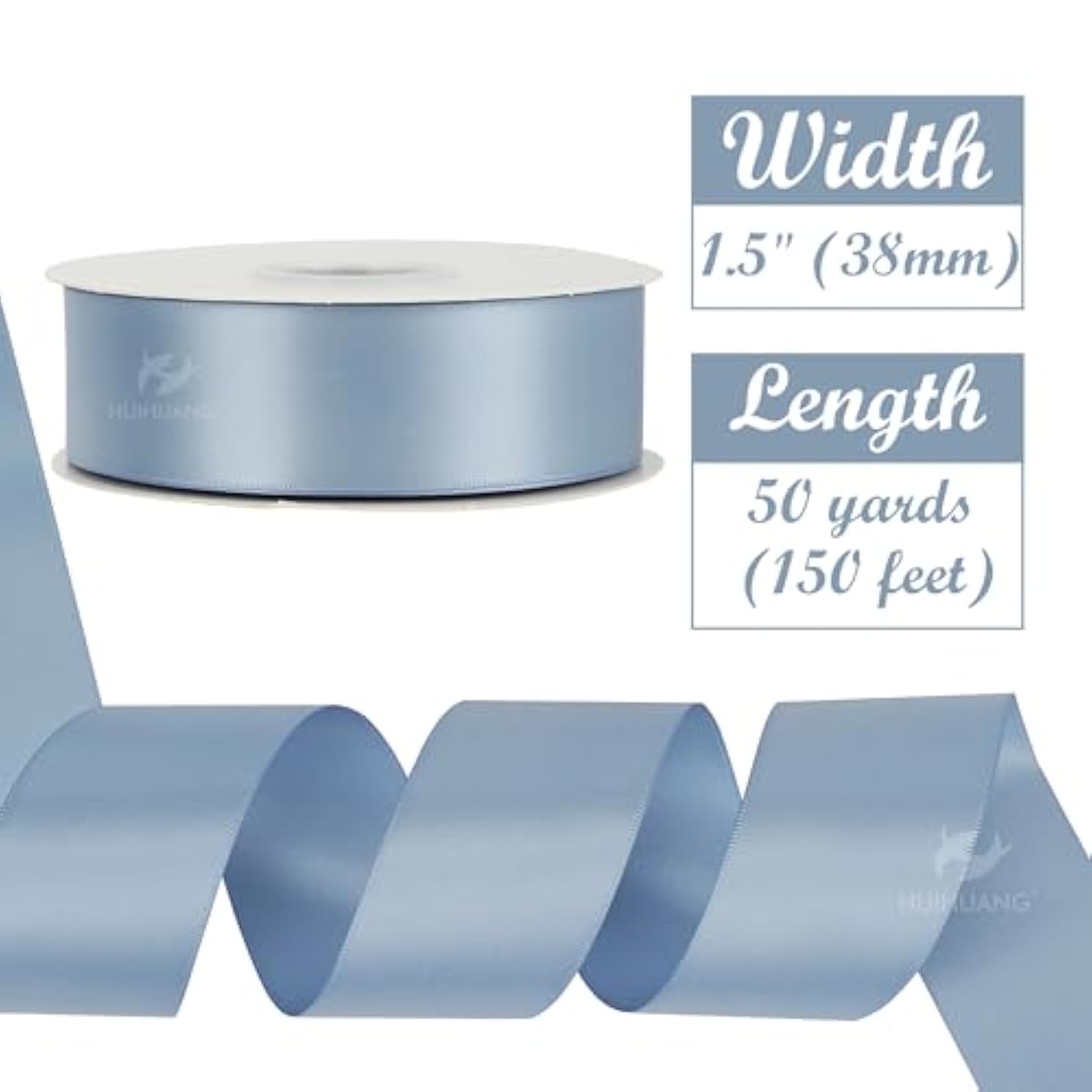 Dusty Blue Ribbon 1-1/2 Inch Double Face Satin Ribbon Silk Ribbon 50 Y