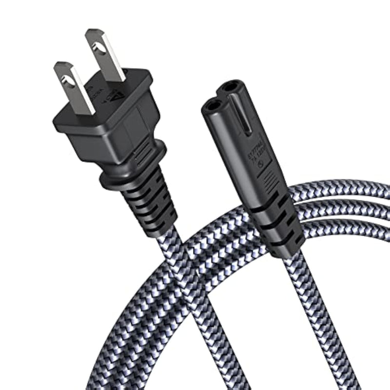 Power Cord, 2 Prong Power Cable 7A 125V 18Awg Tv Power Cord Replacement For Playstation, Ps3, Ps4, Ps5, Game Console, Speaker, Monitor, Hdtv, 4K Tv, Printer, Dv Camera (3Ft/1M)