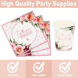 100 Pcs Floral Paper Plates, Bridal Shower Paper Plates And Cups And Napkins Sets Party Supplies For Wedding Bridal Shower Engagement, Serve For 25 Guests