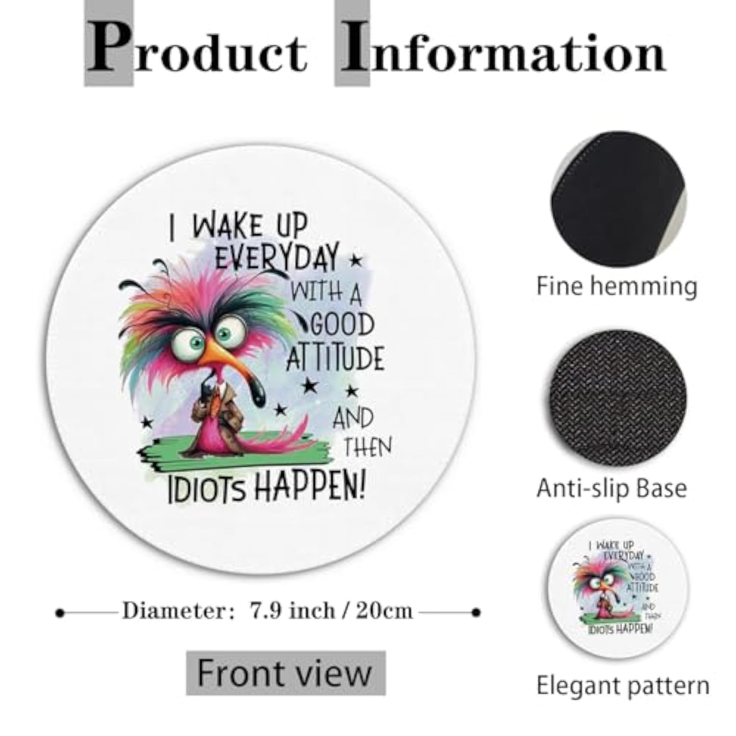 Cute Funny Bird Mouse Pad 7.9X7.9 Inch,Sarcastic Quote Bird Mouse Pads For Wireless Mouse Computers Laptop Desk Accessories,Bird Gifts For Bird Lovers,Funny Gifts For Women Men Adult Humor