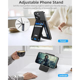 For Magsafe Wallet Stand, Strongest Magnetic Wallet For 16/15/14/13/12 Series, Id Window, 4 Card Slots, Fit 9 Cards, Vegan Leather, Rfid Blocking, Black Carbon Fiber