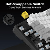 Ak870 87Keys Hot-Swappable Mechanical Keyboard, Gasket Mount Wired Gaming Keyboard With Linear Flying Fish Switches, 80% Compact, Pbt Keycaps, Rgb Backlit For Pc Gamers & Typists (Starry Night Grey)