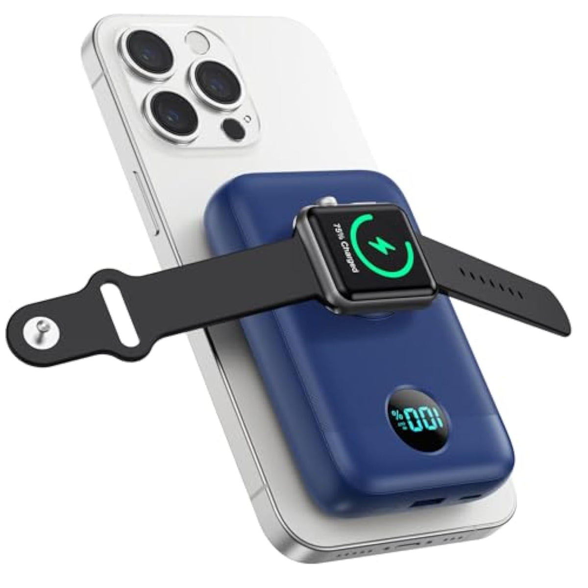 Magnetic Portable Charger 10800Mah,4-In-1 Wireless Power Bank With Iwatch Charger, Qc4.0+20W Pd Fast Charging Usb C Battery Pack With Lcd Display For Magsafe,Iphone 16/15/14/13/12,Apple Watch (Blue)