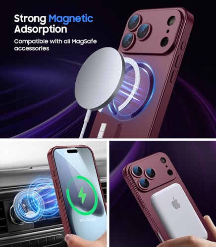 Magnetic for iPhone 17 Pro Max Case, Compatible with MagSafe, Built-in Camera Lens Protector, Slim Thin Soft Silicone Bumper Shockproof Metallic