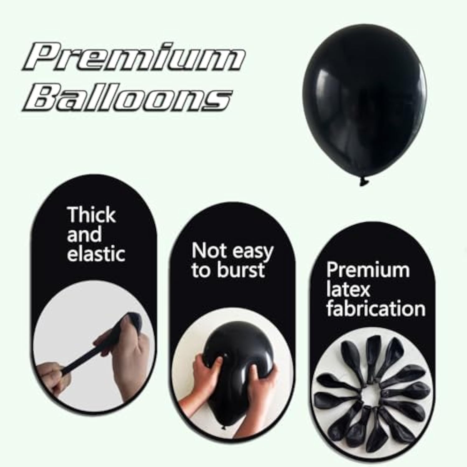 145Pcs Black Balloons Assorted Sizes Latex Balloon Arch Kit for Birthday Halloween Party